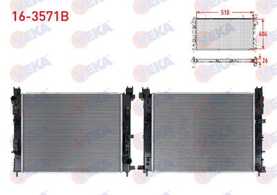 Veka 16-3571B Water Radiator Brazing (5mmfin) Dacia Duster 1.5 dCi M-T 2017 — Radiators & Fans