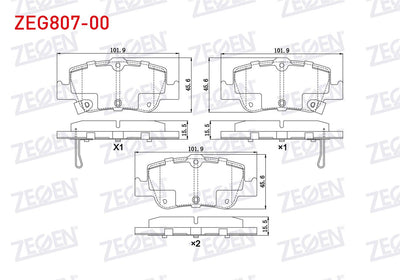Zegen ZEG807-00 Brake Pad Rear with Wear Indicator Toyota Corolla 1.4 D 2007-2012 / Corolla 1.4 D-4D 2007-2012 / — Brake Pads
