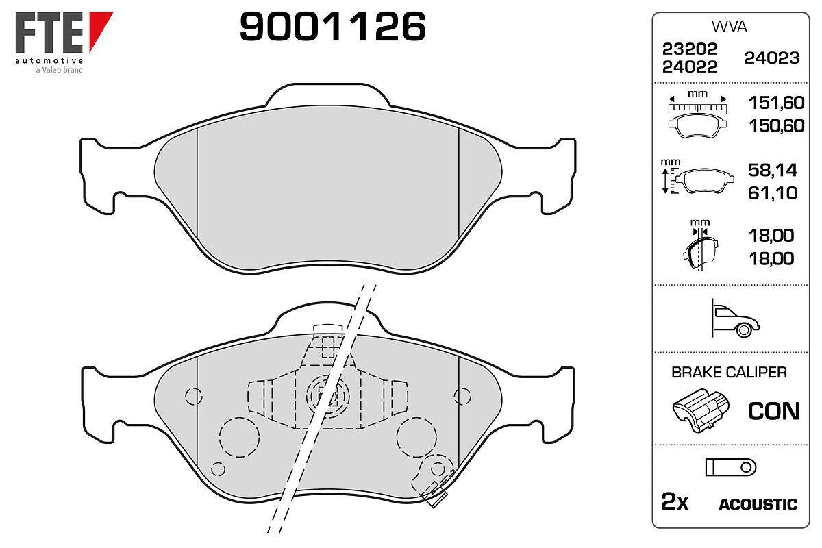 Fte 9001126 Front Brake Pad Yaris 1,0Vvt I / 1,3 Vvt I / D 4D 01 / 06-Vehicle Production Location Fransa — Brake Pads