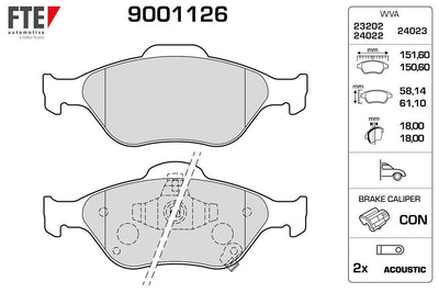 Fte 9001126 Front Brake Pad Yaris 1,0Vvt I / 1,3 Vvt I / D 4D 01 / 06-Vehicle Production Location Fransa — Brake Pads