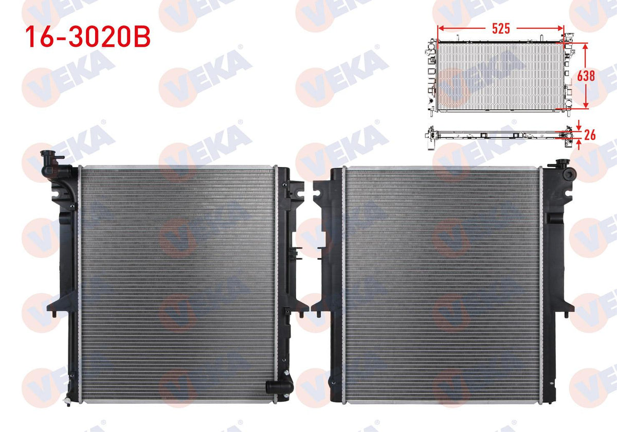 Veka 16-3020B Water Radiator Brazing Mitsubishi L 200 (Kbt,Kat) 2.5 DiD M-T 2004 — Radiators & Fans