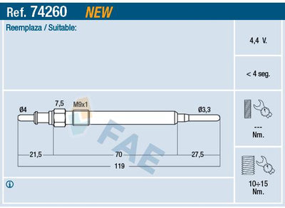 FAE 1826357 Heating Spark Plug Astra J — Coils & Plugs