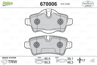 Valeo 670006 Brake Pad Rear Mini Cooper R55/R56/R57/R58/R59 — Brake Pads
