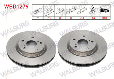 WALBURG WBD1276 Brake Disc Front Air 5 Bjn 296X28x62x49 — Brake Rotors & Drums