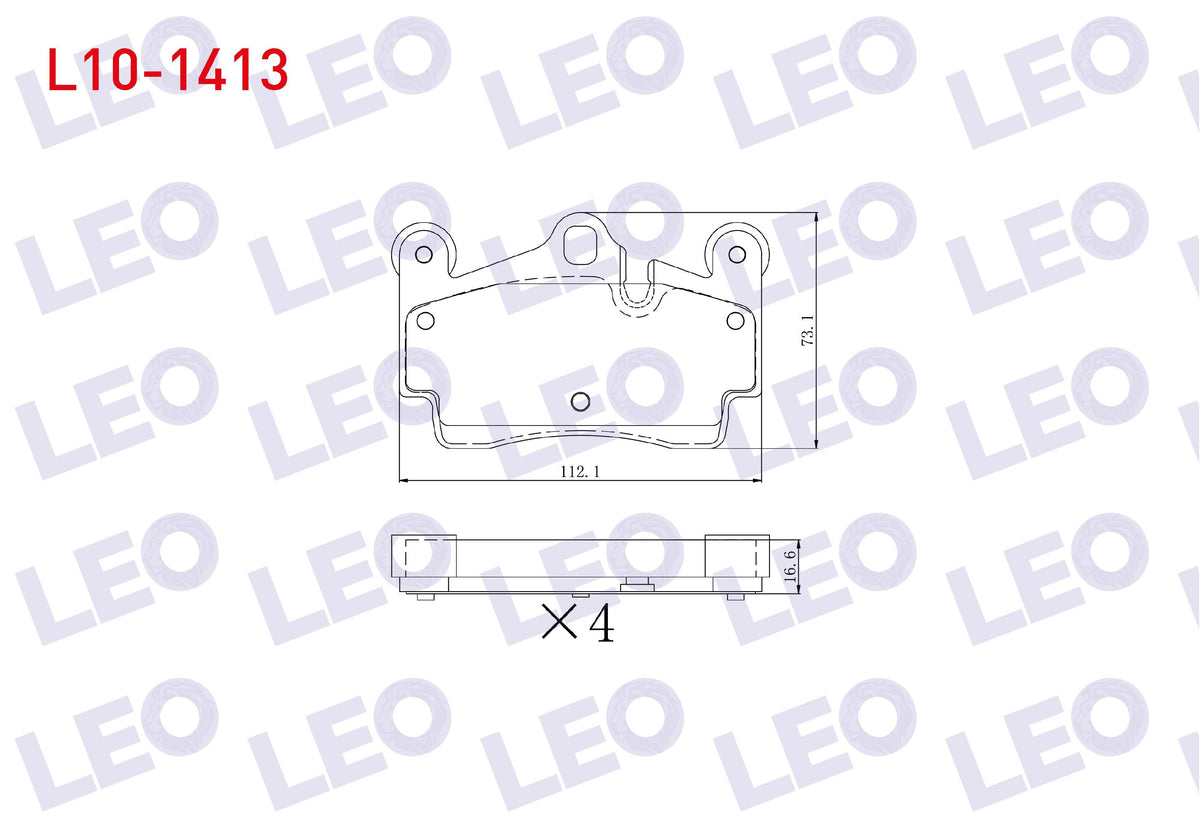 LEO L10-1413 Brake Pad Rear VW Touareg 6.0i W12 2002-2010 / Audi Q7 3.0 TFSI 2006-/ Q7 4.2 FSI 2006-/ Q7 3.0 V12 — Brake Pads