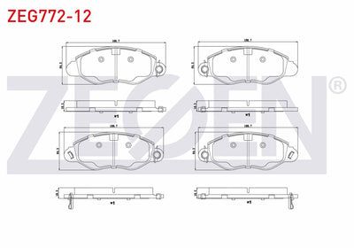 Zegen ZEG772-12 Brake Pad Front with Wear Indicator Ford Transit (V184) Front Wheel Drive 2.0 TDCi-2.3 16V-2.4 D — Brake Pads