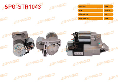 SPAGO SPG-STR1043 Starter Motor 12V 1.4Kw 12 Outer Cw (Str6075) Clio II III-Megane II-Kangoo-Sandero-Lo — Starting & Charging
