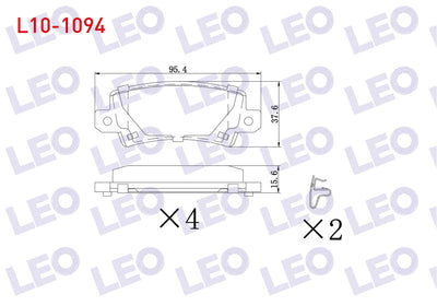 LEO L10-1094 Brake Pad Rear with Wear Indicator Toyota Corolla 1.4 Vvt-I 2002-2007 / Corolla 1.6 Vvt-I 2002-2007 — Brake Pads