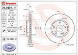 Brembo 09.D881.11 Brake Discs - Front Vented Coated for Honda Civic 2017 — Brake Rotors & Drums