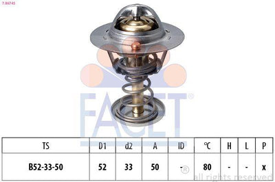 Facet 78674S Thermostat 88°C Peugeot 107/108 384F Euro 4 10- Yaris/Sirion/Aygo/C1 — Water Pump & Thermostat