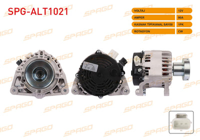 SPAGO SPG-ALT1021 Alternator 12V 90A (Alt722) Ford Focus I 1.8 TDCi 98-04 — Starting & Charging