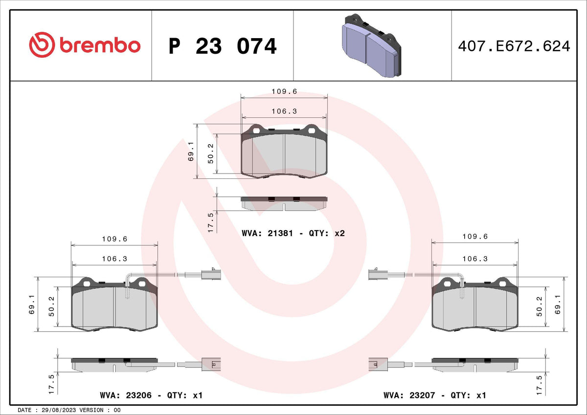 Brembo P23074 Brake Pad Front Low-Met Alfa Romeo Coupe/Spider 2.0T 3.0 V6 — Brake Pads