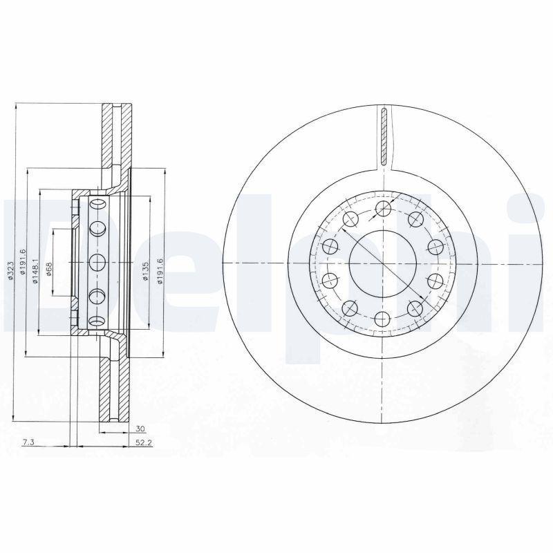 Delphi BG3524 Front Brake Disc for Audi A8 - Vented Design — Brake Rotors & Drums