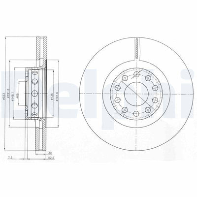 Delphi BG3524 Front Brake Disc for Audi A8 - Vented Design — Brake Rotors & Drums