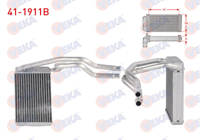 Veka 41-1911B Heater Core Brazing Ford Fiesta V 1.4 TDCi-1.4i 16V-1.6 TDCi 2001-2008 / Fusion 1.4 TDCi 1.6 — Heater & Blower
