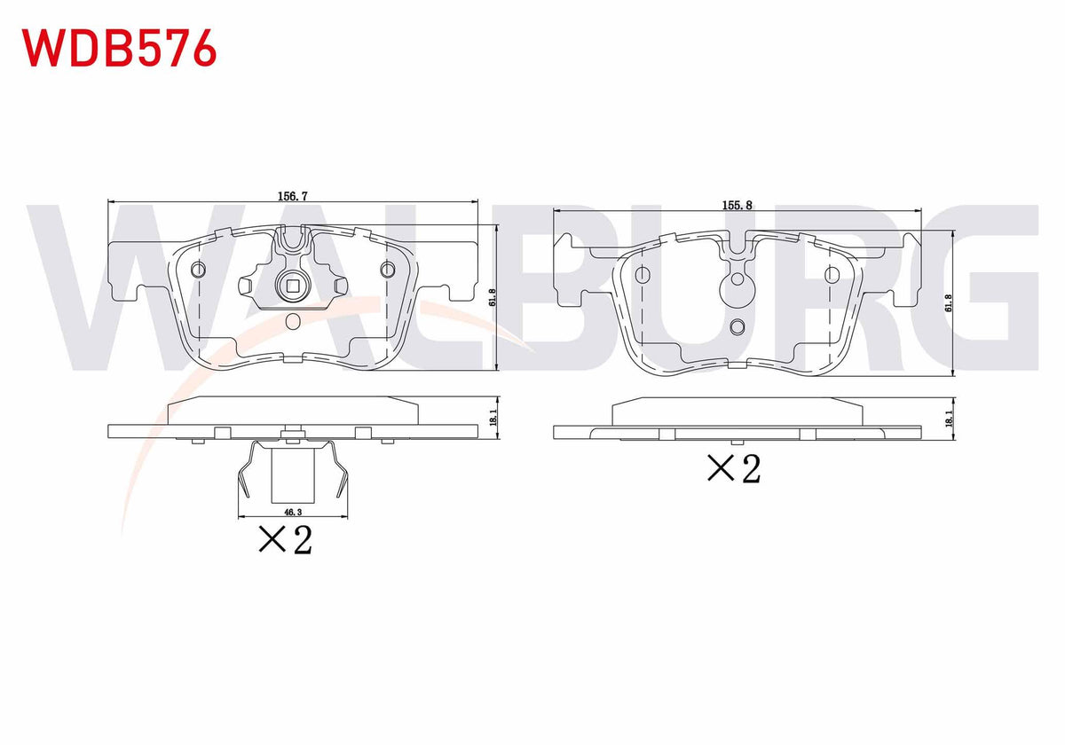 WALBURG WDB576 Brake Pad Front BMW 1 Series (F20,F21) 116 i 2010-/ 118 i 2010-/ 116 D 2010-/ 118 D 2010-/ 120 D — Brake Pads
