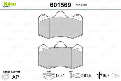 Valeo 601569 Brake Pad (Rear) Renault Clio II 3.0 Sport