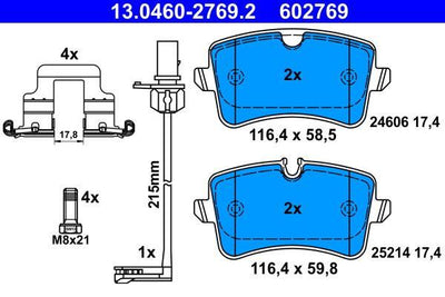 ATE 13.0460-2769.2 Rear Brake Pad A6 (4G2)/A6 Avant (4G5) 2.0 TDI 2.8 FSI 3.0 TDI Quattro — Brake Pads