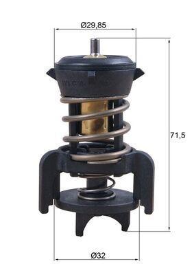mahle thermostat 94 degree celsius front view, mahle thermostat 94 degree celsius side view, mahle thermostat 94 degree celsius technical specifications MAHLE Thermostat 94°C - Compatible with Golf VII, A3, and More | 1.6-2.0 TDI MAHLE Thermostat 94°C for Various Car Models mahle, thermostat, 94-degree-celsius, car-parts, car-maintenance, automotive, mechanics, engine-cooling, replacement-parts, ai-generated