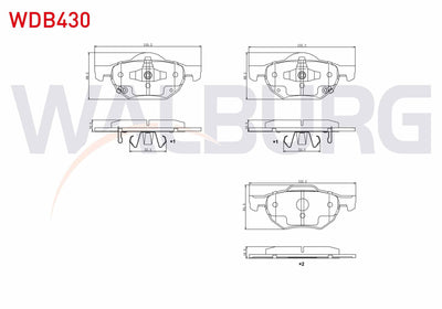 WALBURG WDB430 Brake Pad Front with Wear Indicator Honda Accord VIII (Cu) 2.0 I-Vtec-2.2 I- CDTi-2.4 I-Vtec 2003 — Brake Pads