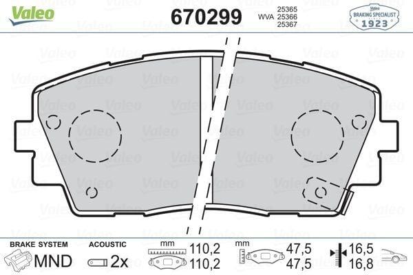 VALEO Brake Pad Set for Picanto - Front Axle — Brake Pads