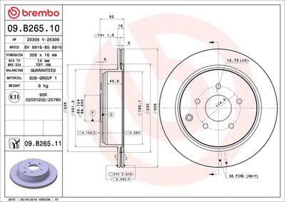 Brembo 09.B265.10 Brake Disc Rear Standard Nissan — Brake Rotors & Drums