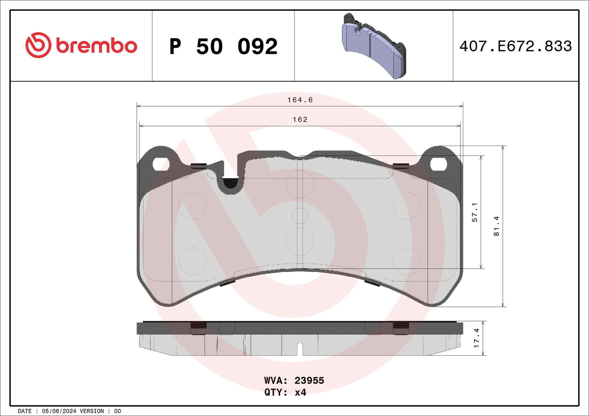 Brembo P50092 Brake Pad Front & Rear Low-Met Mercedes — Brake Pads
