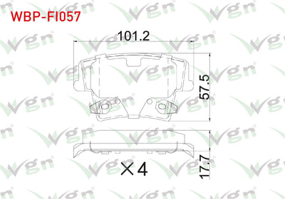 WGN WBP-FI057 Brake Pad Rear with Wear Indicator Chrysler 300C 2004-/ Lancia Thema (Lx) 3.0 2011-2014 — Brake Pads