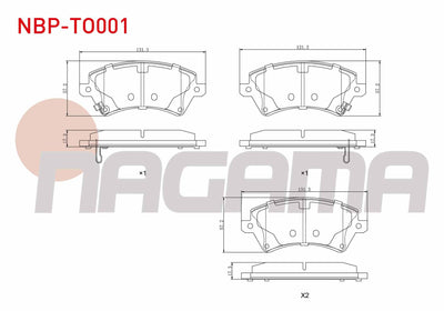 NAGAMA NBP-TO001 Brake Pad Front with Wear Indicator Toyota Corolla 1.4 Vvt-I 2002-2007 / 1.6 Vvt-I 2002-2007 / — Brake Pads