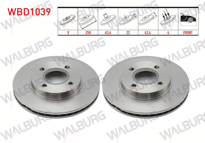 WALBURG WBD1039 Brake Disc Front Air 4 Bjn 258X22x63,6X43 — Brake Rotors & Drums
