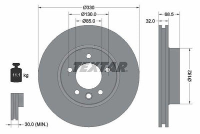 Textar 92121605 Brake Disc VW Touareg /Cayenne Front Right 330X32 — Brake Rotors & Drums