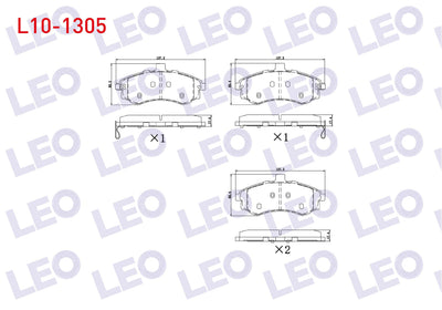 LEO L10-1305 Brake Pad Front with Wear Indicator Hyundai Elantra 1.6i 2001-2007 / Matrix (Fc) 1.5 CRDi 2001-2010 / Matrix (Fc) 1.6 2001-2010 / Elantra 2.0 CRDi 2001-2007