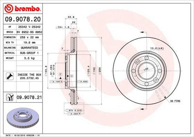 Brembo 09.9078.20 Brake Disc Front Renault Citan/Kangoo/Clio IV/Captur/Zoe/Dokker/Lodgy 1.2-1.6 — Brake Rotors & Drums