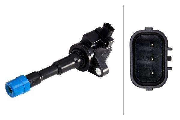 hella ignition coil front view, hella ignition coil side view, hella ignition coil technical specifications HELLA Ignition Coil - Bobin 04 Jazz City 1.2-1.4 16V | 1.3 12V HELLA Ignition Coil for 04 Jazz City | 12V 16V hella, ignition-coil, car-parts, auto-accessories, mechanics, car-owners, 04-jazz-city, 12v, 16v, ai-generated