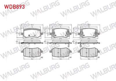 WALBURG WDB893 Brake Pad Rear with Wear Indicator Hyundai Tucson IV 2020-/ Kia Sportage V 2020 — Brake Pads