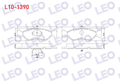 LEO L10-1390 Brake Pad Front Ford Fiesta III 1.1 1989-1995 / Fiesta III 1.4 1989-1995 / Fiesta III 1.6 16V 1989-1995 / Fiesta III 1.8 16V 1989-1995
