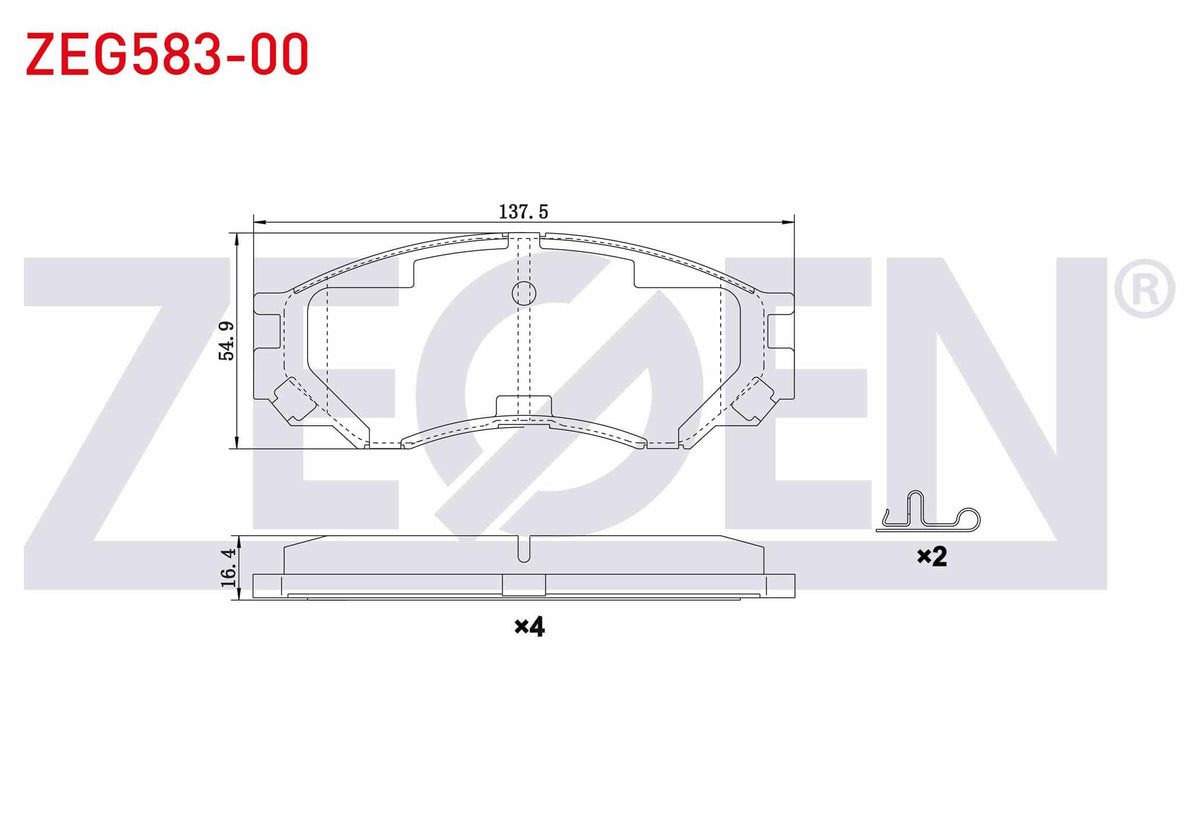 Zegen ZEG583-00 Brake Pad Front Mitsubishi L 200 (K7t,K6t) 2.5 TD 1996-2007 / L 200 (K7t,K6t) 2.0 1996-2007 / L 200 (K7t,K6t) 2.5 D 1996-2007