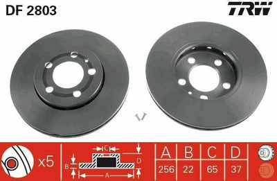 TRW DF2803 Brake Disc - Front for Bora I (1J2) — Brake Rotors & Drums