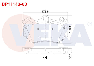 Veka BP11140-00 Brake Pad Front Porsche Cayenne (955) 3.2i 2002-2010 — Brake Pads