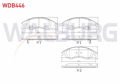 WALBURG WDB446 Brake Pad Front with Wear Indicator Kia Cerato (Ld) 1.6i 2004-2012 / Kia Cerato (Ld) 1.5 CRDi 200 — Brake Pads