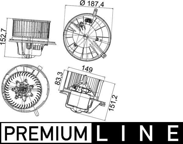 Mahle AB148000P Heater Motor 07-Golf.V-Caddy-Psst-Jtta-Touran-Tiguan-A.3-Leon-Altea-Toledo-Octovıa-Ac — Heater & Blower