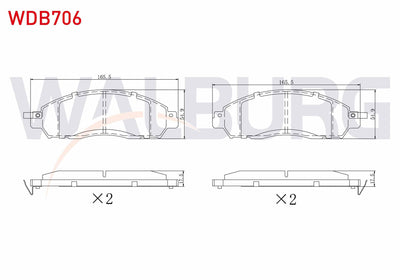 WALBURG WDB706 Brake Pad with Wear Indicator Front Nissan Navara Np300 (D23) 2.3 dCi 17.00 mm 2015 — Brake Pads