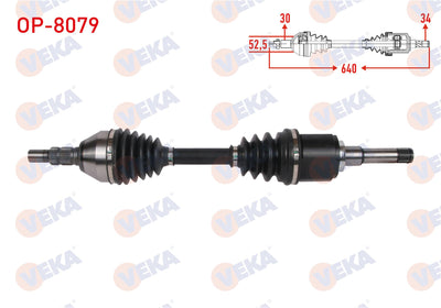 Veka OP-8079 Complete Axle Left Front Length 640mm Opel Astra J Hb 1.6 Sidi-1.6 T A-T 2009-2016 / — Axles, CV Joints & Boots