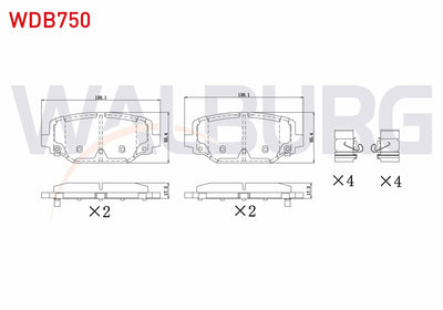 WALBURG WDB750 Brake Pad with Wear Indicator Rear Fiat Freemont (Jf) 2.0 Mjt 2011 — Brake Pads