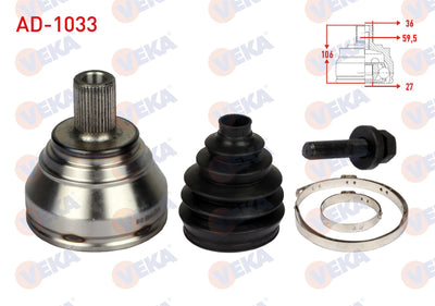 Veka AD-1033 CV Joint Left-Right Front Outer Volkswagen Caddy III (2Ka, 2Kh and 2 more models — Axles, CV Joints & Boots
