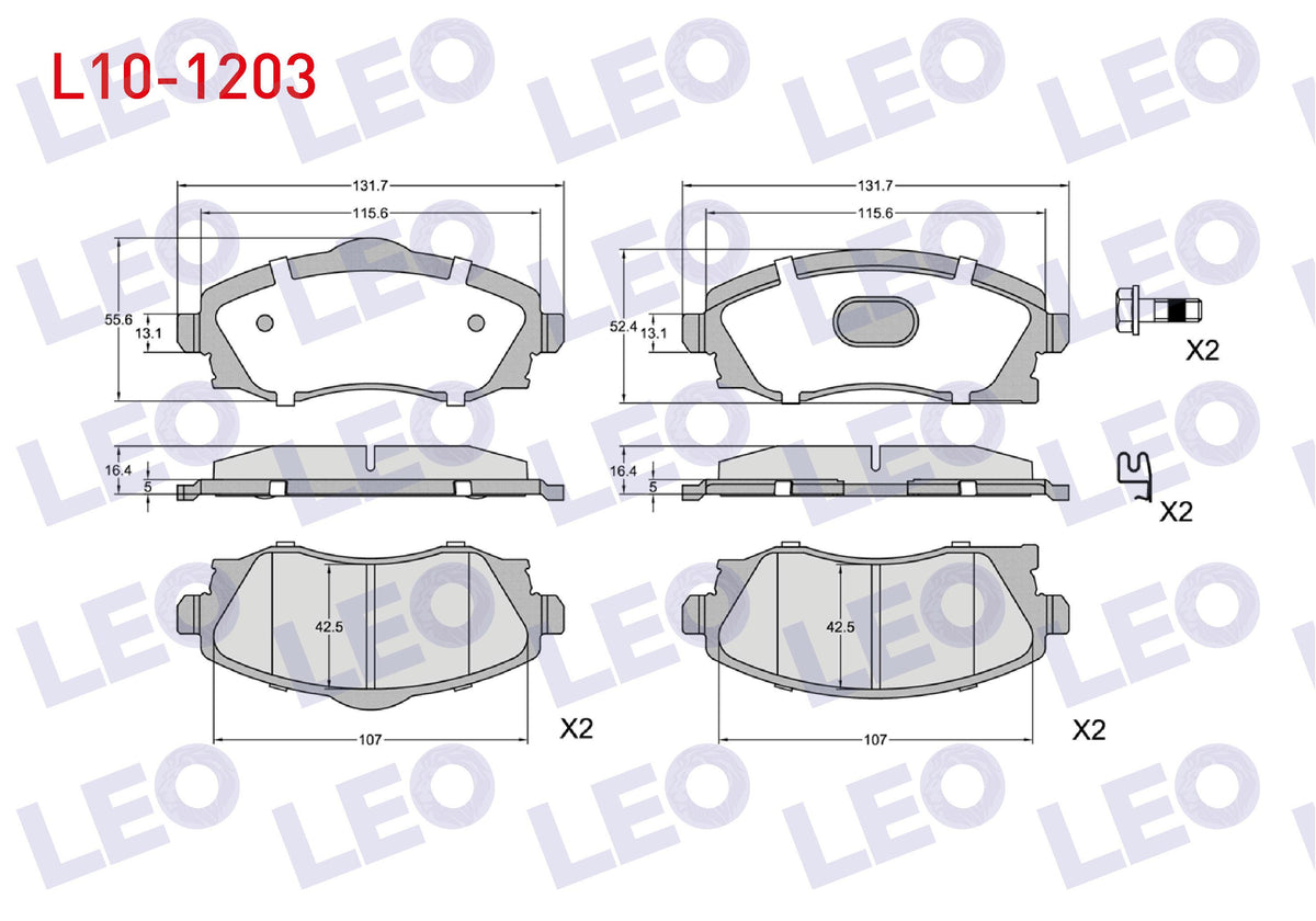 LEO L10-1203 Brake Pad Front with Wear Indicator Opel Corsa C 1.2i 16V 2000-2006 / Corsa C 1.0 2000-2006 / Corsa — Brake Pads