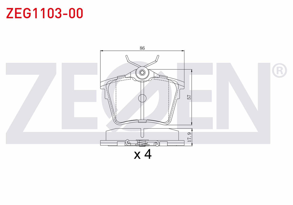 Zegen ZEG1103-00 Brake Pad Rear Peugeot 407 (6D) 1.6 HDi 2004-2011 / Peugeot 407 (6D) 1.8i 2004-2011 / Peugeot 407 (6D) 2.0i 2004-2011 / Peugeot 407 (6D) 2.0 HDi 2004-2011