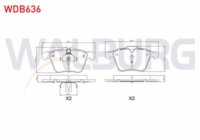 WALBURG WDB636 Brake Pad Front Volvo S60 II 1.6 2010-/ S60 II 2.0 2010-/ S60 II 2.0 D 2010-/ S80 II T5 2006-/ V7 — Brake Pads
