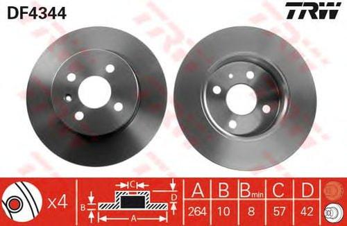 TRW DF4344 Rear Brake Disc Opel Astra H Corsa C Meriva Combo C — Brake Rotors & Drums