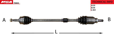 MGA 70843 Axle Right (Chevrolet: Cruze 1.6 At 09 >) — Axles, CV Joints & Boots